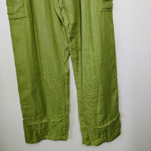 Wayan Natural Wear Cotton Cargo Pants Green Rope Waist Tie Travel Size Small - Picture 2 of 13